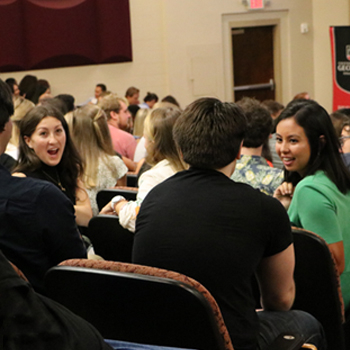 students at orientation