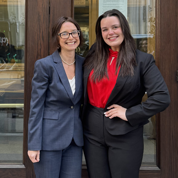 Norins and Lane stand together for a photo at their argument before the U.S. Court of Appeals for the Eleventh Circuit