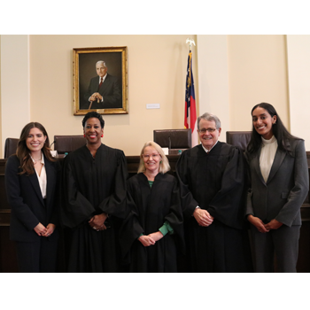 Image of First-Year Moot Court Finalists with the judges