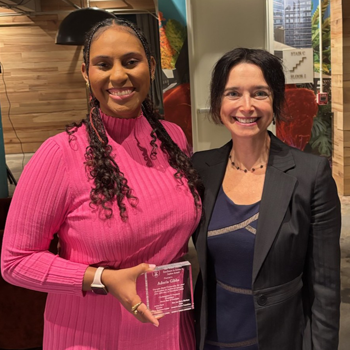 Image of student Adoris Gibbs and Professor Clare Norins